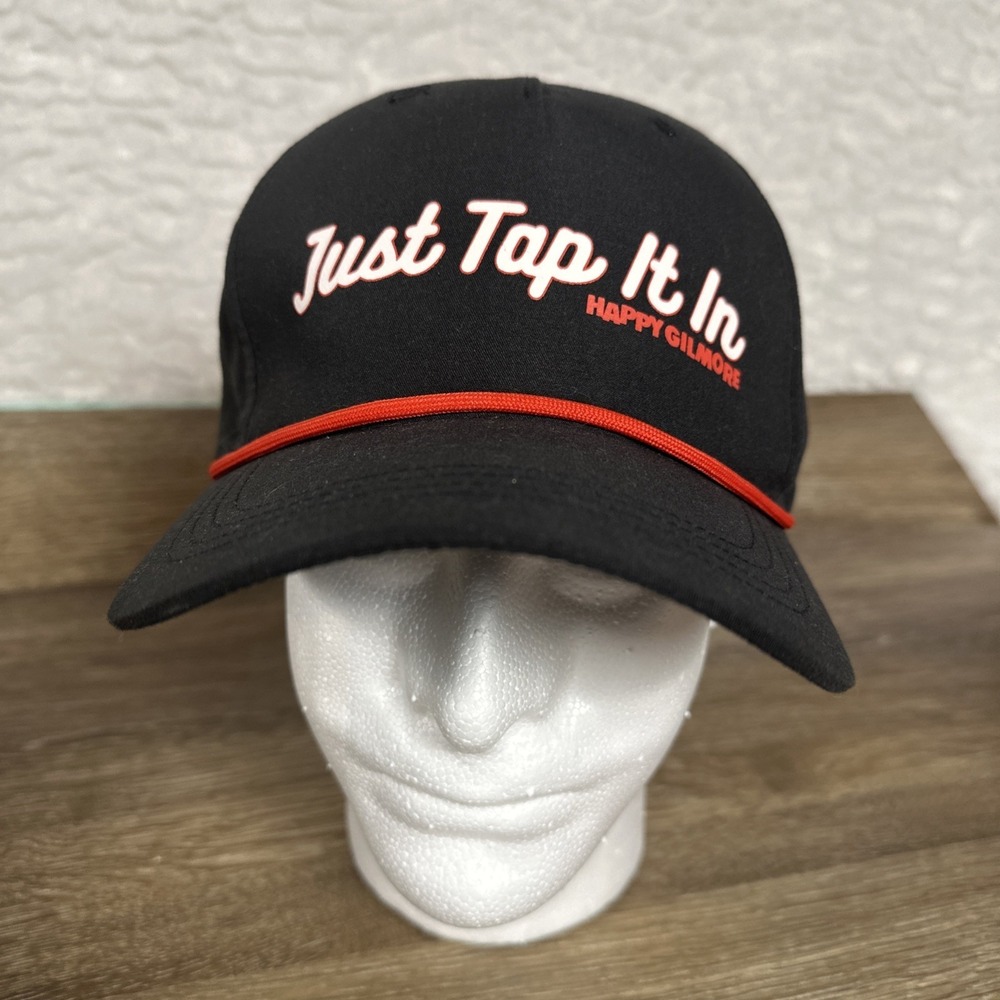 Happy Gilmore Just Tap It In Golf Hat Black Snapback Rope Cap Adjustable NWT